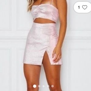 White Fox crop top + skirt set